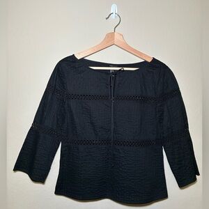 Women’s BCBG Max Azria size 6 Black Eyelet Long sleeve Top